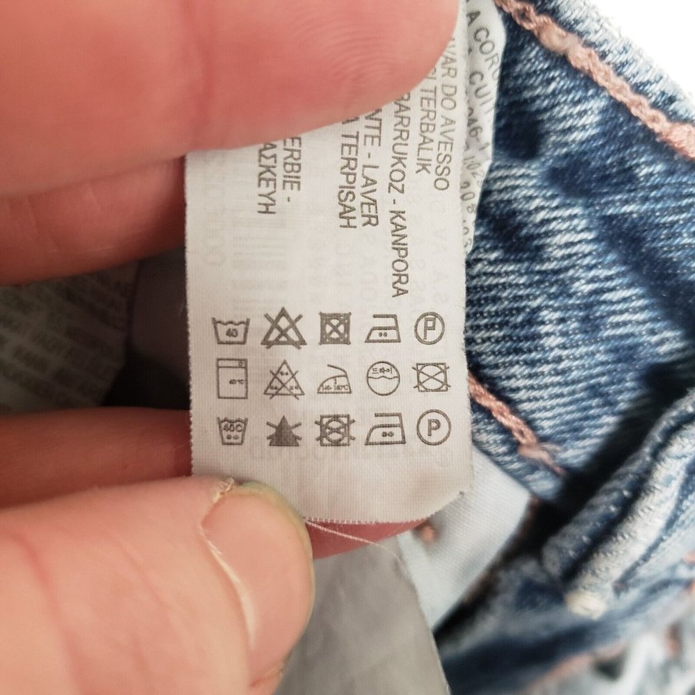 Zara Womens Wide Leg Blogger Fav Raw Hem Jeans Size 0 Blue High Rise Pockets - Picture 6 of 10